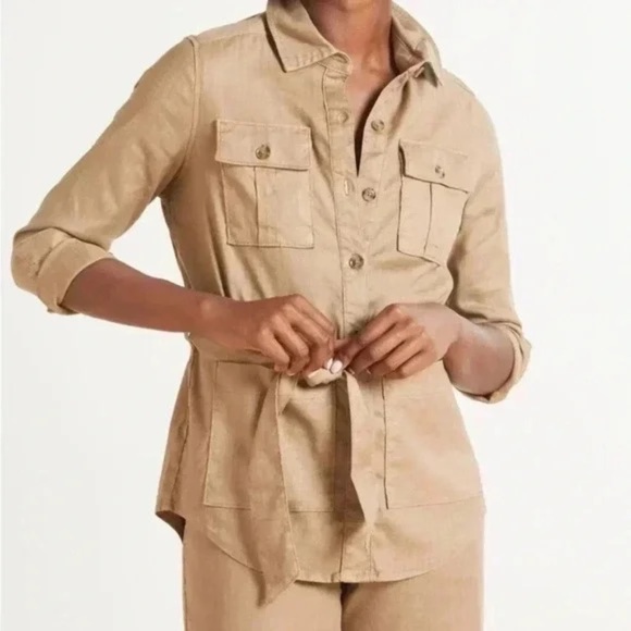 LEVEL 99 ANTHROPOLOGIE EMME SHACKET SHIRT JACKET | UTILITY SAFARI | HERRINGBONE - Picture 15 of 15